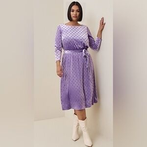 Torrid Plus Size Purple Polka Dot Burnout Velvet Boatneck Midi Dress